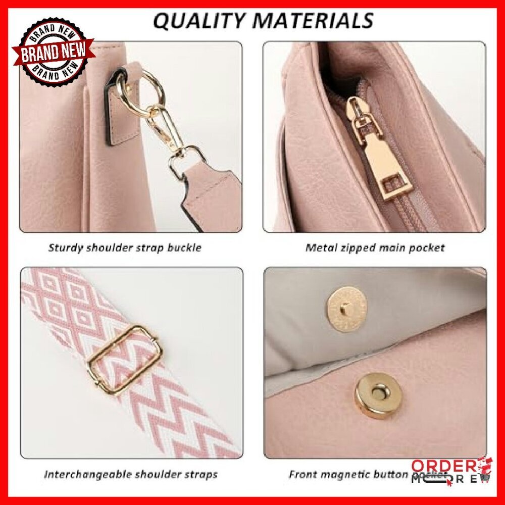 Vegan Leather Crossbody Bag & Wallet Set, Adjustable Strap, Multi-Pocket - Picture 7 of 8